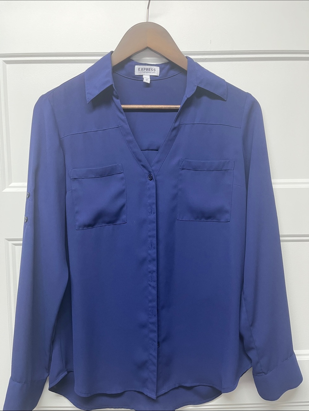 Express Women's Royal Blue Button-Down Blouse
